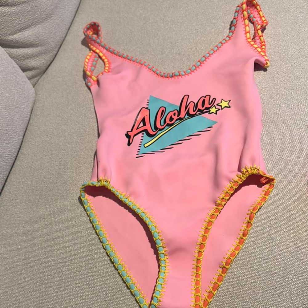 Topshop Pink Aloha One Piece Swimsuit